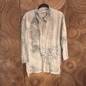 Chico's Design Linen Blouse Gray